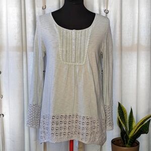 Sundance pale blue eyelet henley shirt Medium